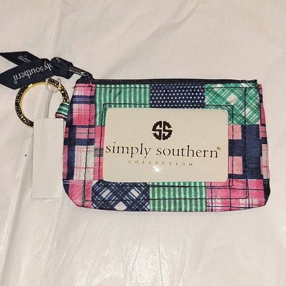 Simply Southern Cow Print Clutch And Keyring Card Holder Plaid - Picture 1 of 3